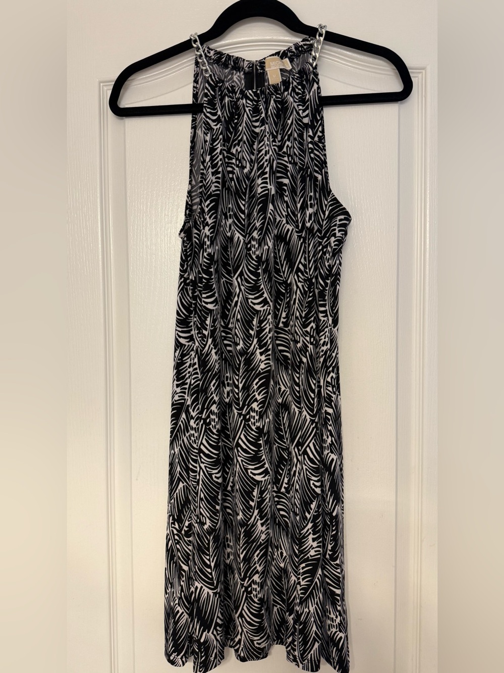 MICHAEL Michael Kors Black and White Chain-Strap Maxi Dress